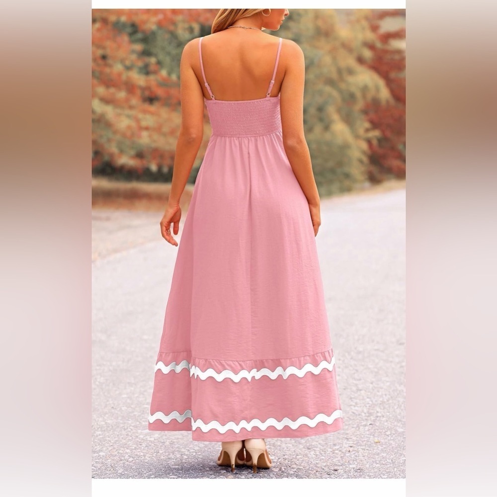 🆕 Casual Sleeveless Spaghetti Strap Ruffle Beach Long Dress - Picture 2 of 3